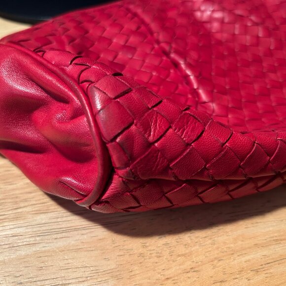 Womens Bottega Veneta Red Intrecciato Leather Clutch Handbag COLOR: RED ZIPPER C - Picture 15 of 16